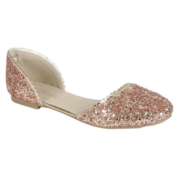 New Arrival- Rose Gold Glitter Flats - Picture 2 of 3